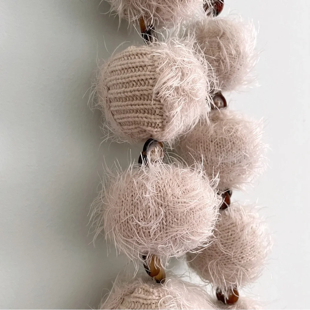 Upcycled Handmade Snowball Garland with Buttons for Holiday Winter Home Decor